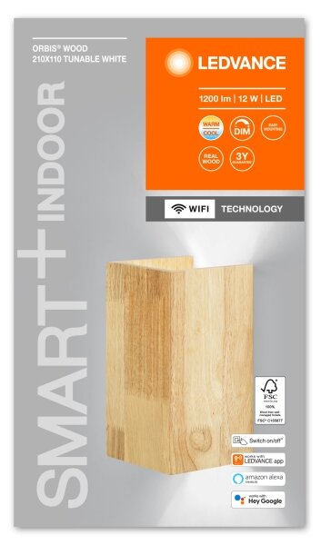 Ledvance - LED Justerbar ljusstyrka vägglampa SMART+ WOOD LED/12W/230V Wi-Fi