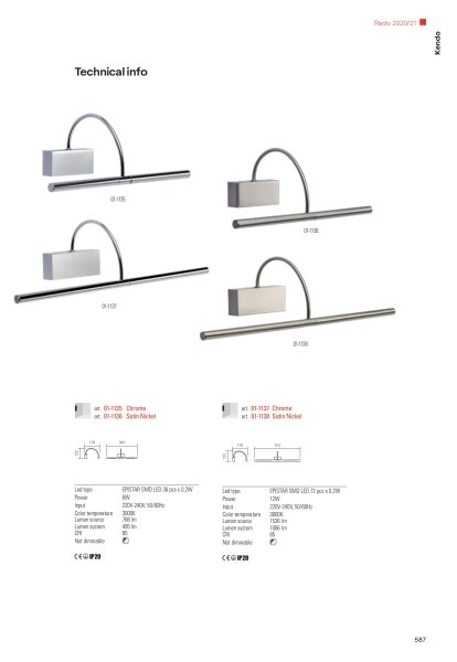 Redo 01-1138 - LED tavelbelysning KENDO LED/12W/230V 51,4 cm matt krom