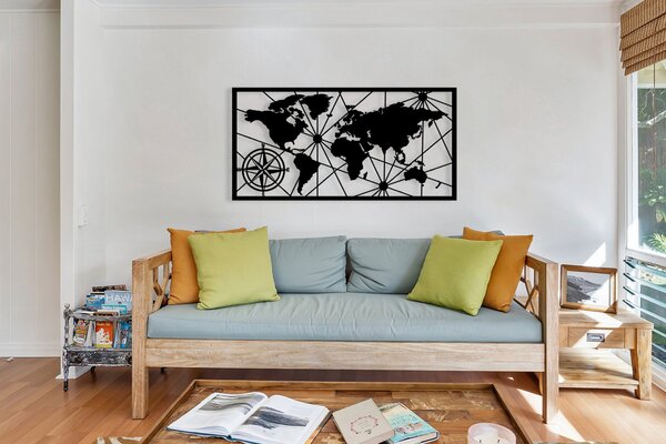WORLD MAP 1 Large Väggdekor Svart -