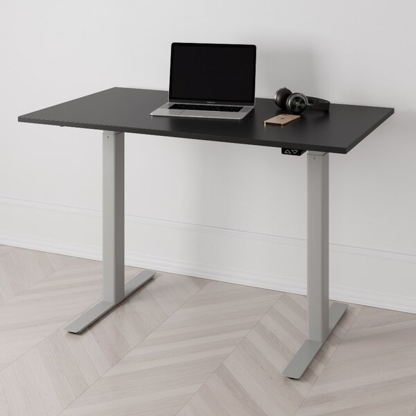 Höj och sänkbart skrivbord PREMIUM, 2-motorigt, grått stativ, svart bordsskiva 140x70cm