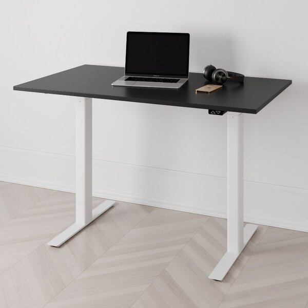 Höj och sänkbart skrivbord PREMIUM, 2-motorigt, vitt stativ, svart bordsskiva 160x80cm