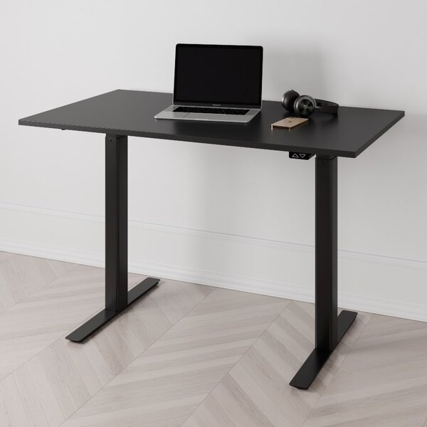 Höj och sänkbart skrivbord PREMIUM, 2-motorigt, svart stativ, svart bordsskiva 120x80cm