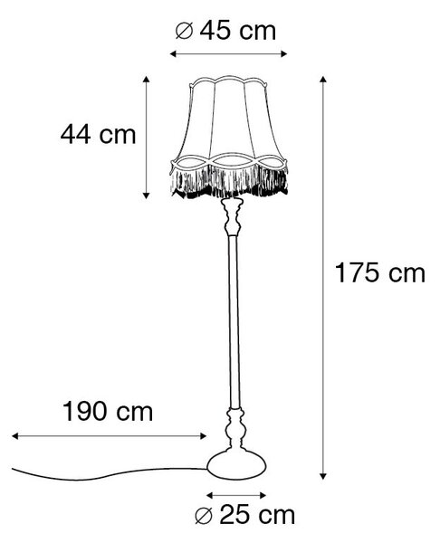 Grå golvlampa med Granny skugga guld - Classico