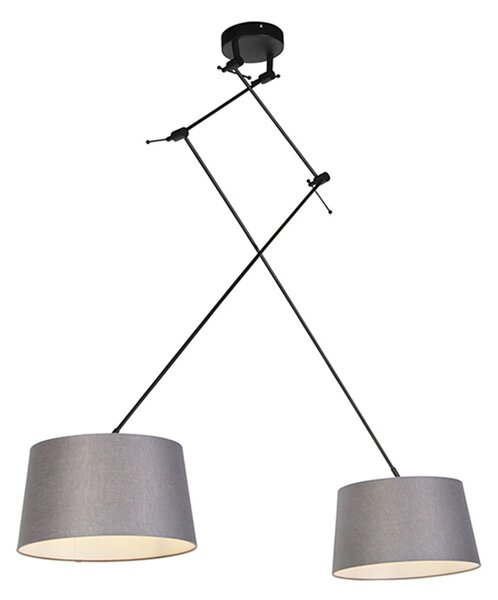 Hängande lampa med linneskärmar mörkgrå 35 cm - Blitz II svart