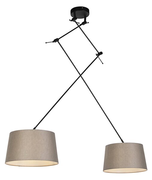 Hängande lampa med linneskärmar taupe 35 cm - Blitz II svart