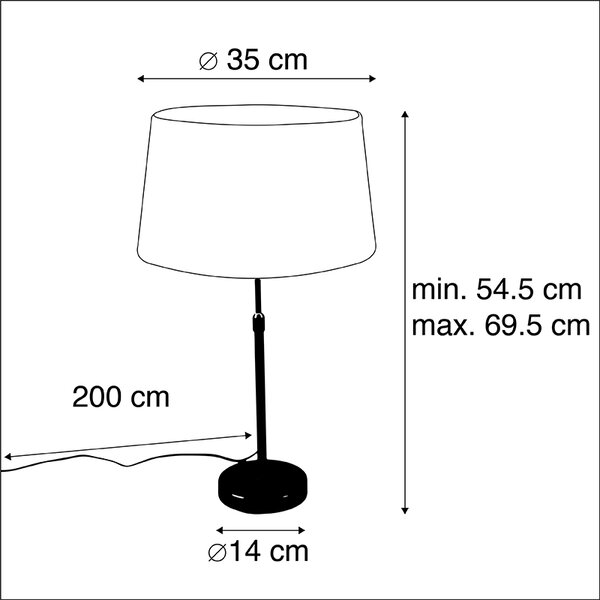 Bordslampa svart med linneskärm svart 35 cm justerbar - Parte