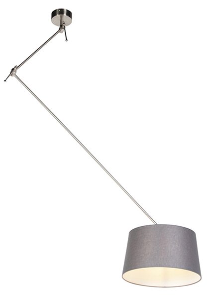 Hängande lampa med linneskärm mörkgrå 35 cm - Blitz I stål