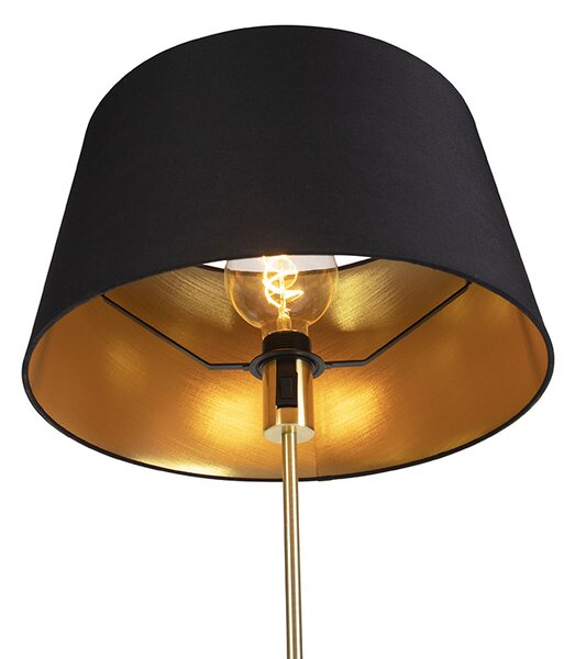 Golvlampa guld / mässing med svart skugga justerbar 45 cm - Parte