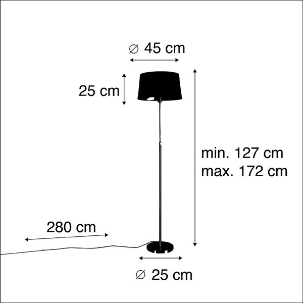 Golvlampa guld / mässing med svart skugga justerbar 45 cm - Parte