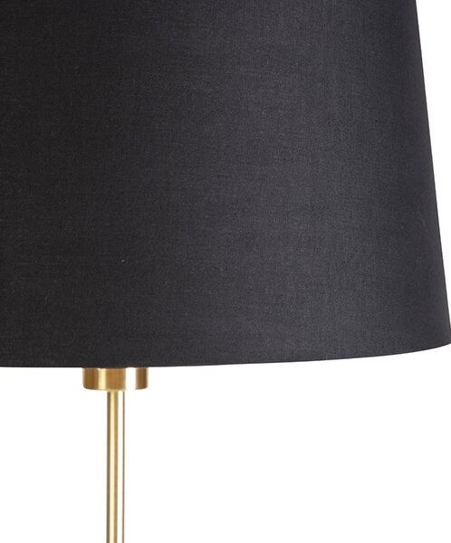 Golvlampa guld / mässing med svart skugga justerbar 45 cm - Parte