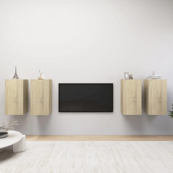 TV-skåp 4 delar sonoma-ek 30,5x30x60 cm konstruerat trä