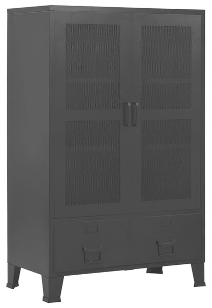 Kontorsskåp med nätdörrar industriell svart 75x40x120 cm stål