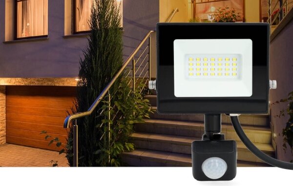 Nedis LLFLP15BLK - LED strålkastare med sensor LED/20W/230V 4000K IP44