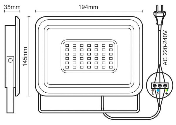 LED Strålkastare LED/50W/230V 4000K IP65