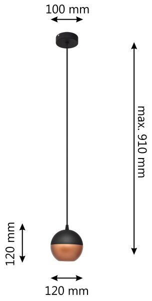 LED ljuskrona med textilsladd MIDWAY 1xGU10/4,8W/230V svart/koppar