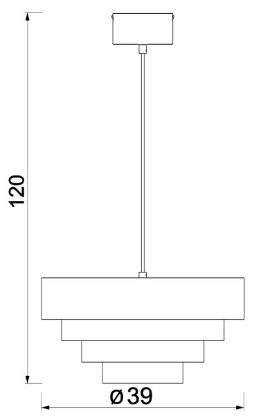 Ljuskrona med textilsladd RINGS 1xE27/15W/230V svart