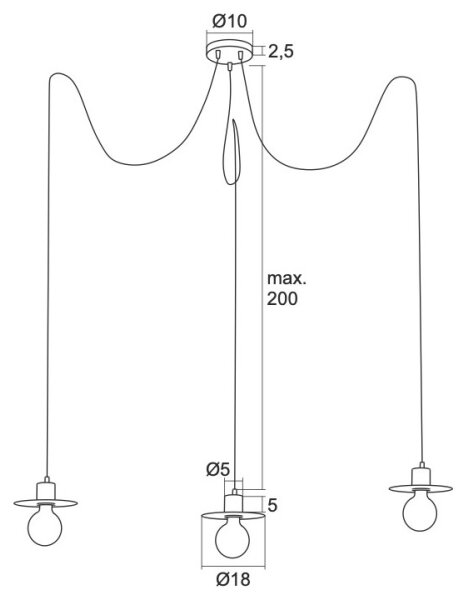 Argon 1378 - Ljuskrona med textilsladd CORSO 3xE27/15W/230V spindel skinande krom