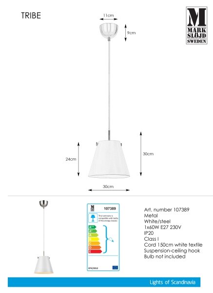 Markslöjd 107389 - Ljuskrona med snöre TRIBE 1xE27/60W/230V