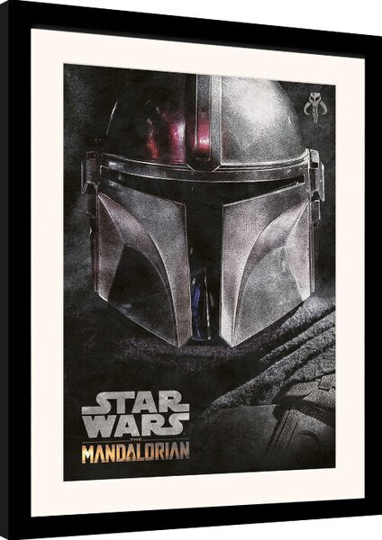 Inramad poster Star Wars: The Mandalorian - Helmet