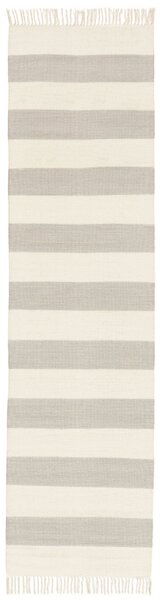 Bomull stripe Matta - Grå / Off white 80x300