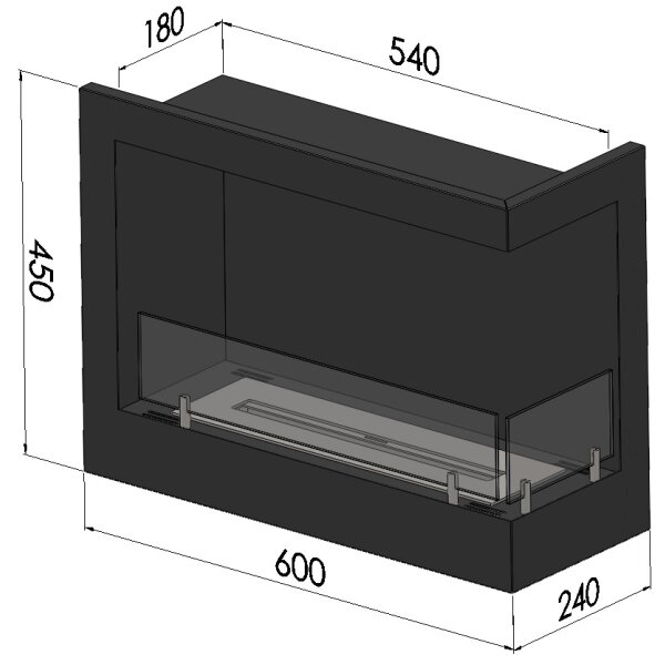 InFire - Hörn BIO eldstad 45x60 cm 3kW svart