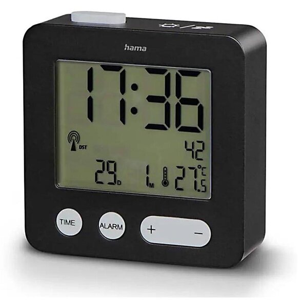 Hama - Alarm clock med LCD display and thermometer 2xAAA svart