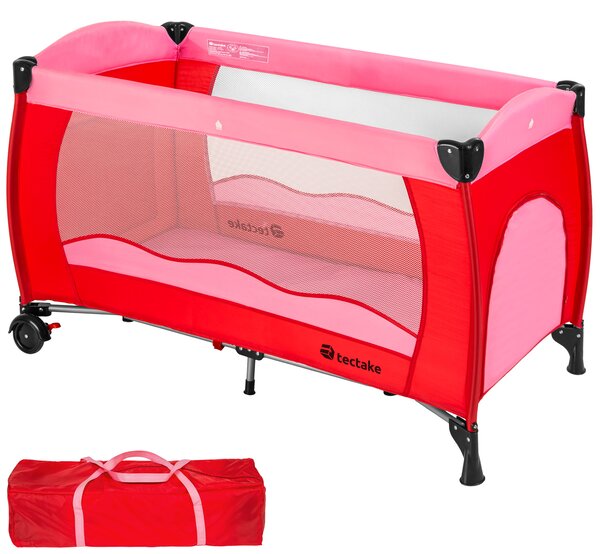 Tectake 402415 barnresesäng 126x65x80cm med transportväska - pink