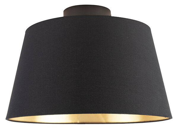 Taklampa med bomullsskugga svart med guld 32 cm - Combi svart
