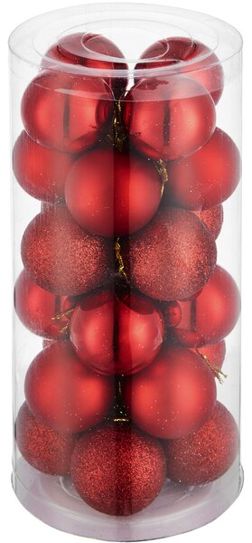 Tectake 403320 24 julgranskulor i rött - röd