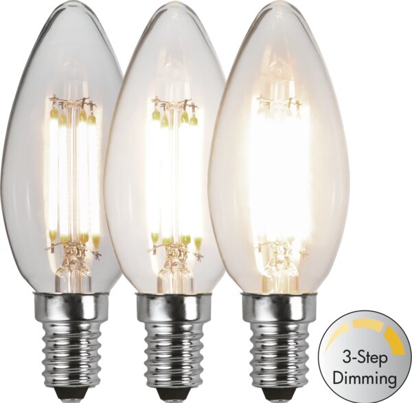 LED-Lampa E14 C35 Clear 3-step