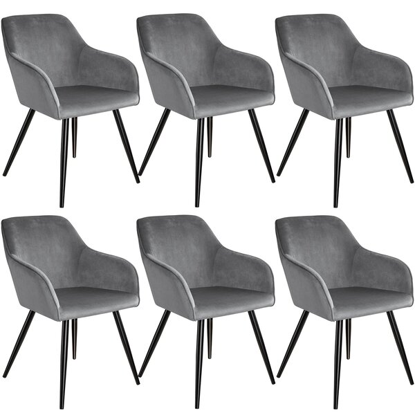 Tectake 404036 6 stolar marilyn i i sammetslook - grå/svart