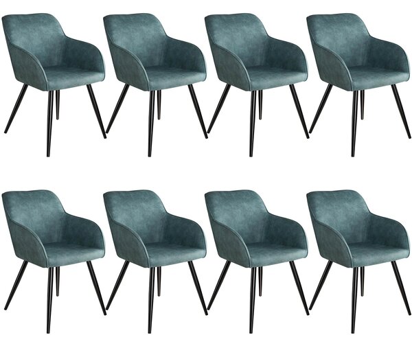 Tectake 404061 8x stol marilyn tyg - blå/svart
