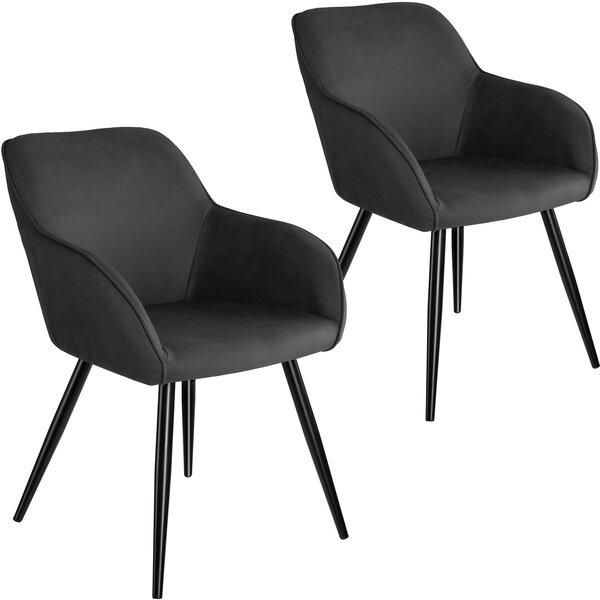 Tectake 404074 2x stol marilyn tyg - antracit/svart