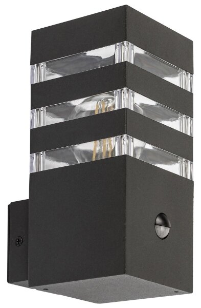 Rabalux 77025- Utomhus vägglampa med sensor ANKARA 1xE27/12W/230V IP44