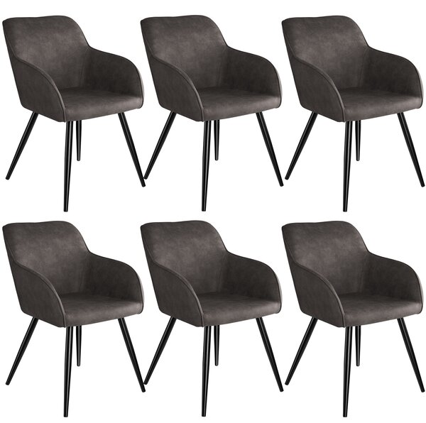 Tectake 404080 6x stol marilyn tyg - mörkgrå/svart