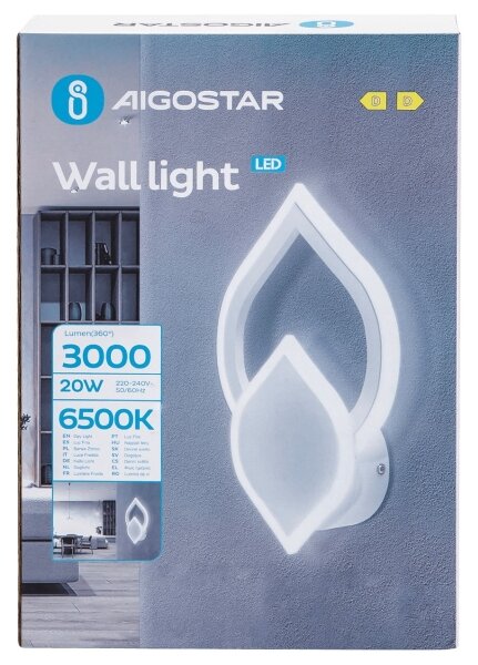 Aigostar - LED väggbelysning LED/20W/230V 6500K vit