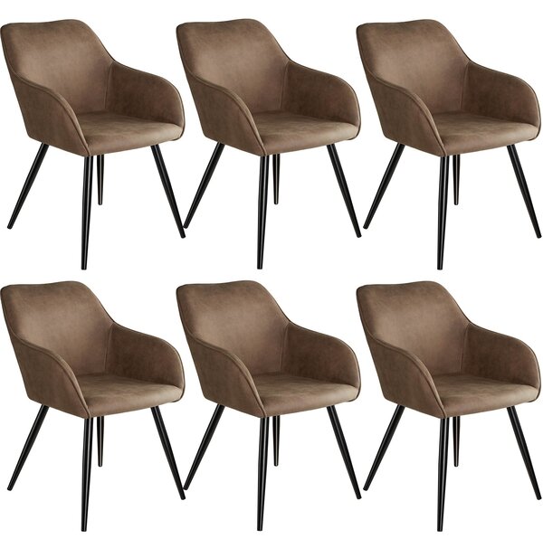 Tectake 404068 6x stol marilyn tyg - brun/svart