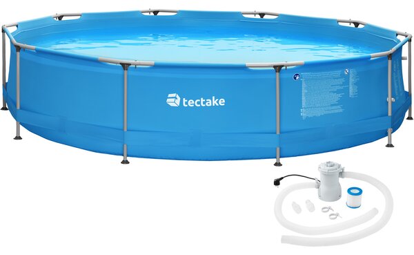 Tectake 402896 pool rund med filterpump ø 360 x 76 cm - blå