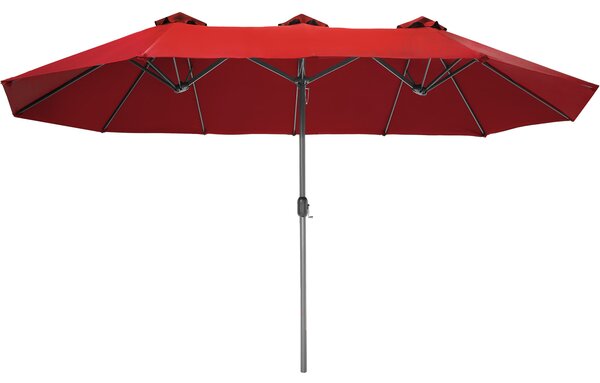 Tectake 404255 parasoll silia 460x270cm - vinröd