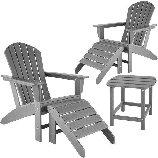 Tectake 404621 2-set trädgårdsstol med bord och fotpall - ljusgrå