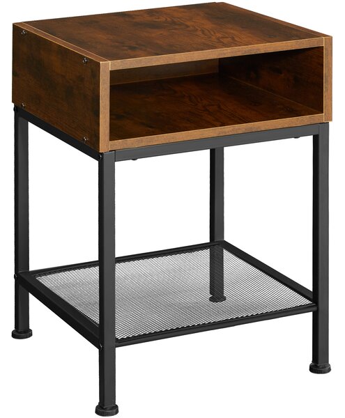 Tectake 404360 sängbord harlow - industriellt mörkt trä, rustikt