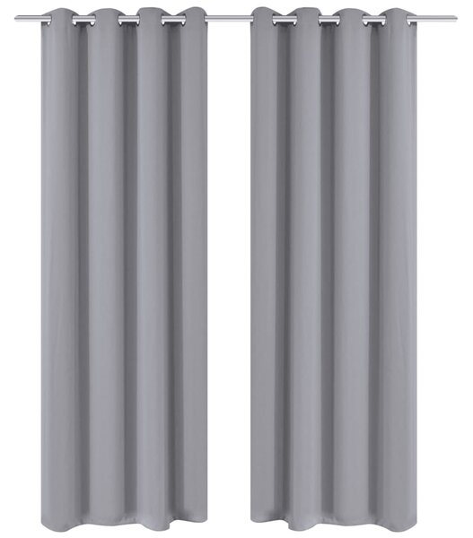 Mörkläggningsgardiner 2 st med öljetter 135x175 cm grå