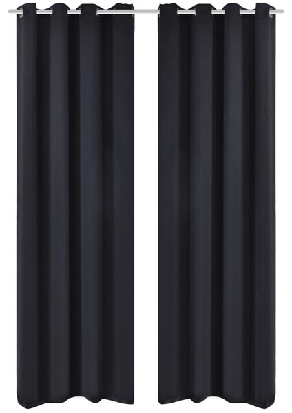 2-pack svarta mörkläggningsgardiner med metallringar 135 x 245 cm