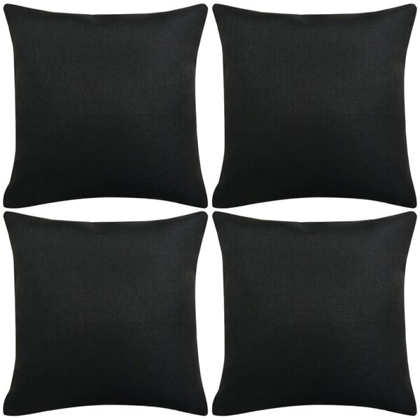 Kuddöverdrag 4 st linne-design 40x40 cm svart