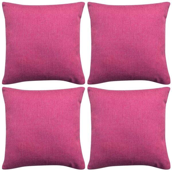 Kuddöverdrag 4 st linne-design 40x40 cm rosa