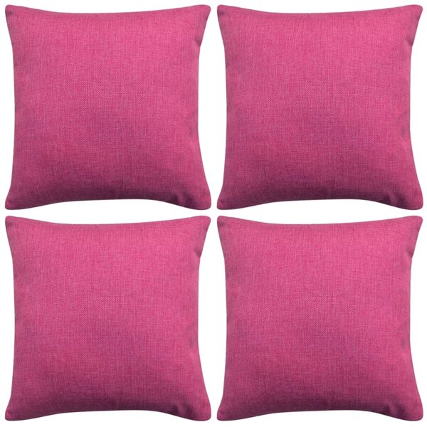 Kuddöverdrag 4 st linne-design  80x80 cm rosa