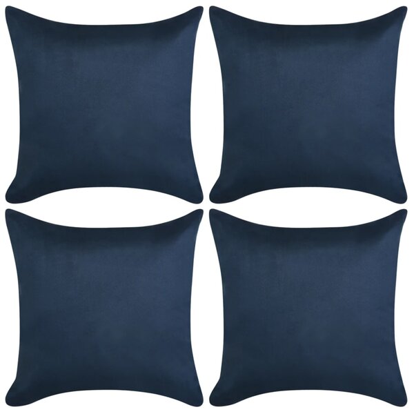 Kuddöverdrag 4 st 50x50 cm polyester mockaimitation marinblå