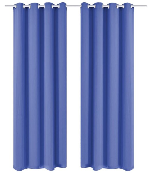 Mörkläggningsgardiner 2 st med öljetter 135x175 cm blå