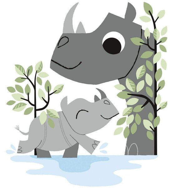 Xl - Rhino Family Väggklistermärken