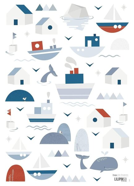 Boats And Houses Väggklistermärken